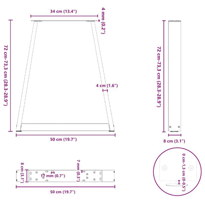 Esstischbeine V-Form 2 Stk. Schwarz 50x(72-73,3) cm Stahl