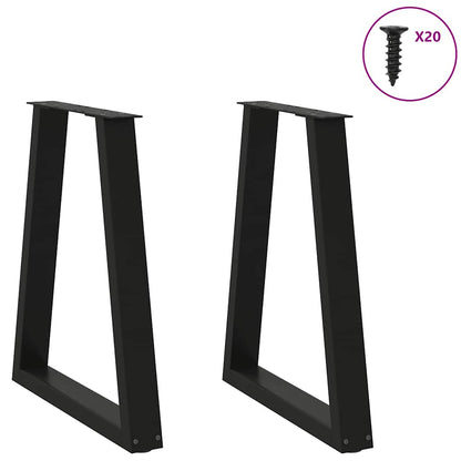 Esstischbeine V-Form 2 Stk. Schwarz 60x(72-73,3) cm Stahl