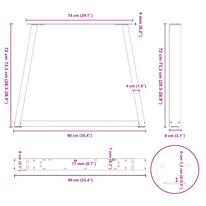 Esstischbeine V-Form 2 Stück Weiß 90x(72-73,3) cm Stahl