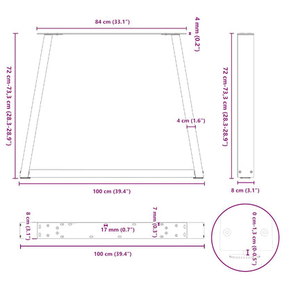 Esstisch Beine V-Form 2 Stück Schwarz 100x(72-73,3) cm Stahl