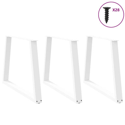 Esstischbeine V-Form 3 Stück Weiß 90x(72-73,3) cm Stahl
