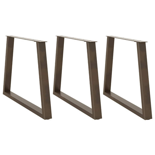 Pieds de table à manger en V 3 pièces acier naturel 90x(72-73,3) cm acier