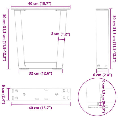 Couchtischbeine V-Form 2 Stück Anthrazit 40x(30-31,3) cm Stahl