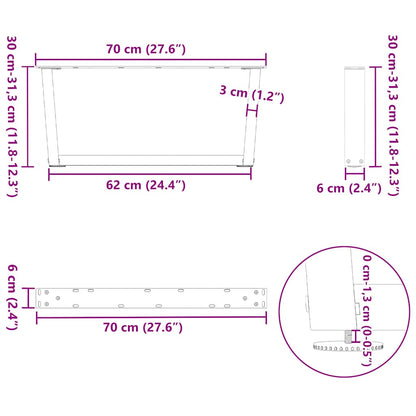 Couchtischbeine V-Form 2 Stück Anthrazit 70x(30-31,3) cm Stahl