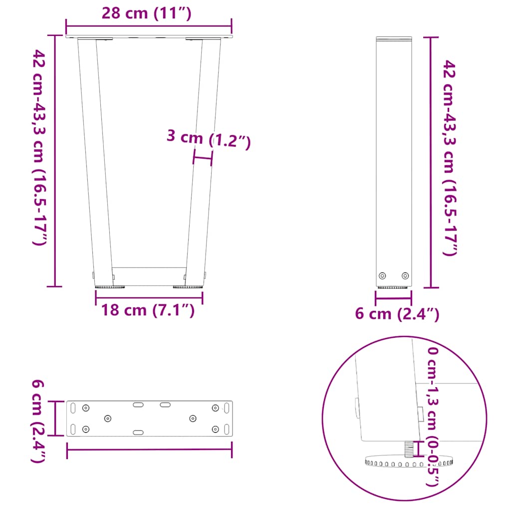 Esstisch Beine V-Form 2 Stück Weiß 28x(42-43,3) cm Stahl