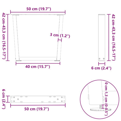 Couchtischbeine V-Form 2 Stück Anthrazit 50x(42-43,3) cm Stahl