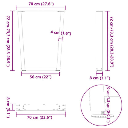 Esstisch Beine V-Form 2 Stück Anthrazit 70x(72-73,3) cm Stahl