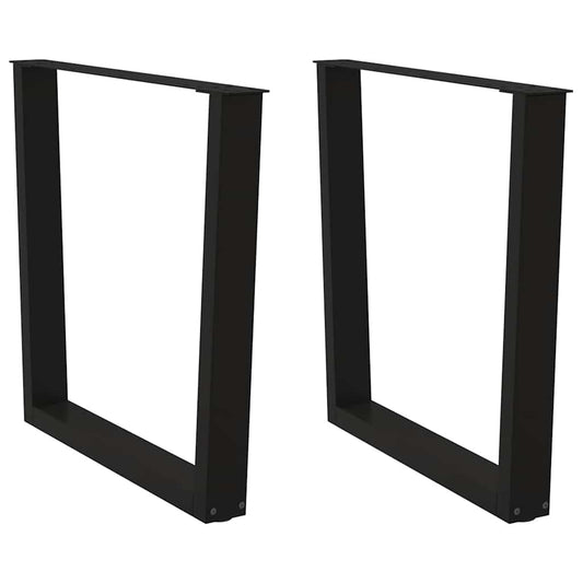 Dining table legs V-shape 2 pieces black 90x(72-73.3) cm steel