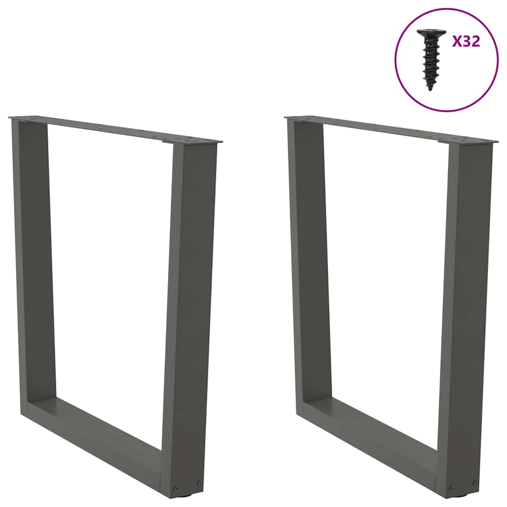 Pieds de table à manger en V, 2 pièces, anthracite, 90 x (72-73,3) cm, acier