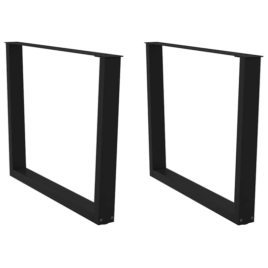 Dining table legs V-shape 2 pieces black 100x(72-73.3) cm steel