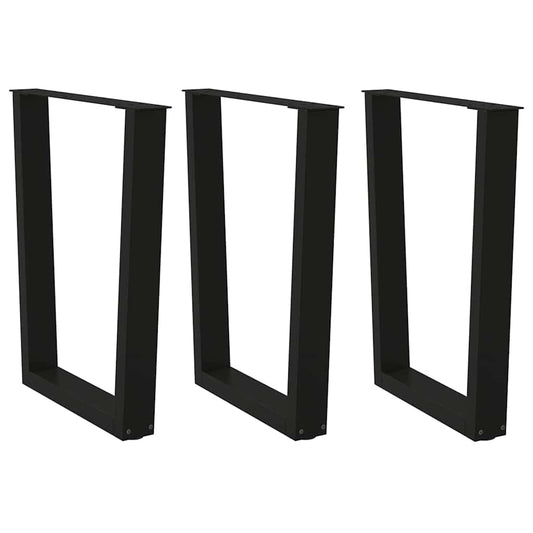 Pieds de table à manger en V, 3 pièces, noir, 70 x (72-73,3) cm, acier