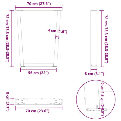 Esstisch Beine V-Form 3 Stück Anthrazit 70x(72-73,3) cm Stahl