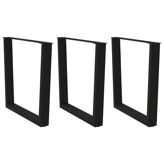 Pieds de table à manger en V, 3 pièces, noir, 80 x (72-73,3) cm, acier