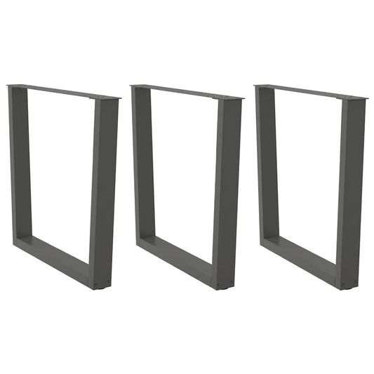 Pieds de table à manger en V 3 pièces anthracite 80x(72-73,3) cm acier