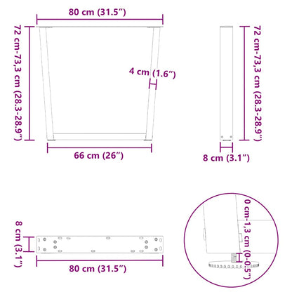 Esstisch Beine V-Form 3 Stück Anthrazit 80x(72-73,3) cm Stahl
