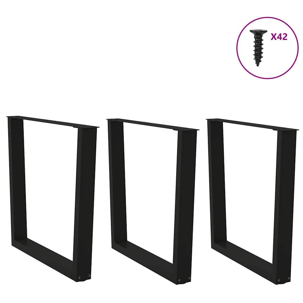 Esstischbeine V-Form 3 Stück Schwarz 90x(72-73,3) cm Stahl