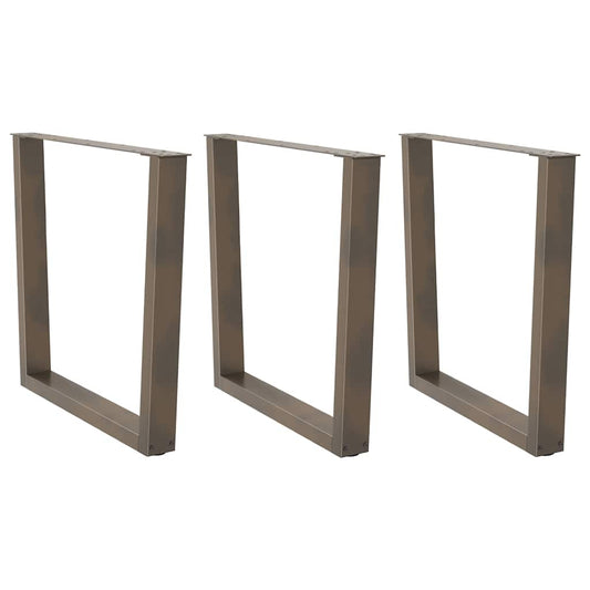 Pieds de table à manger en V 3 pièces acier naturel 90x(72-73,3) cm acier