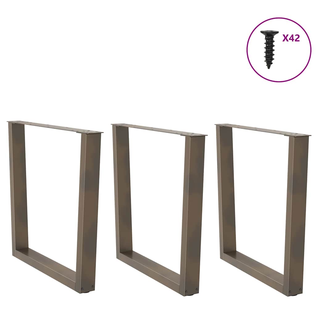 Pieds de table à manger en V 3 pièces acier naturel 90x(72-73,3) cm acier