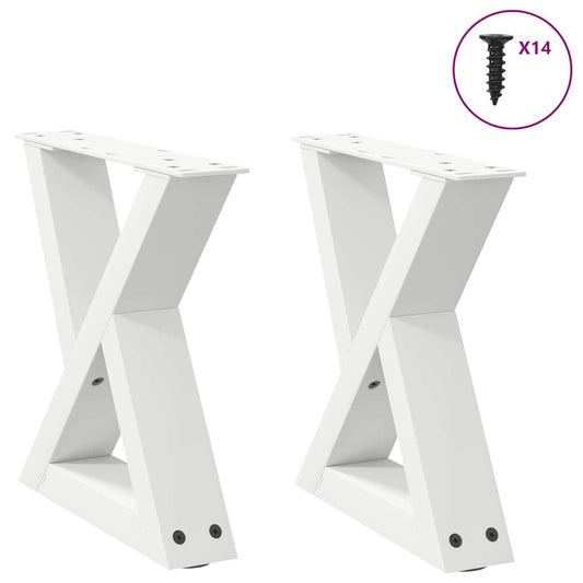Pieds de table basse (2 pièces) en acier blanc, 30 x 30-31,3 cm
