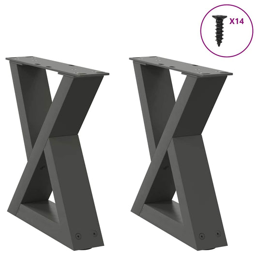 Pieds de table basse, 2 pièces, anthracite, 30 x (30-31,3) cm, acier