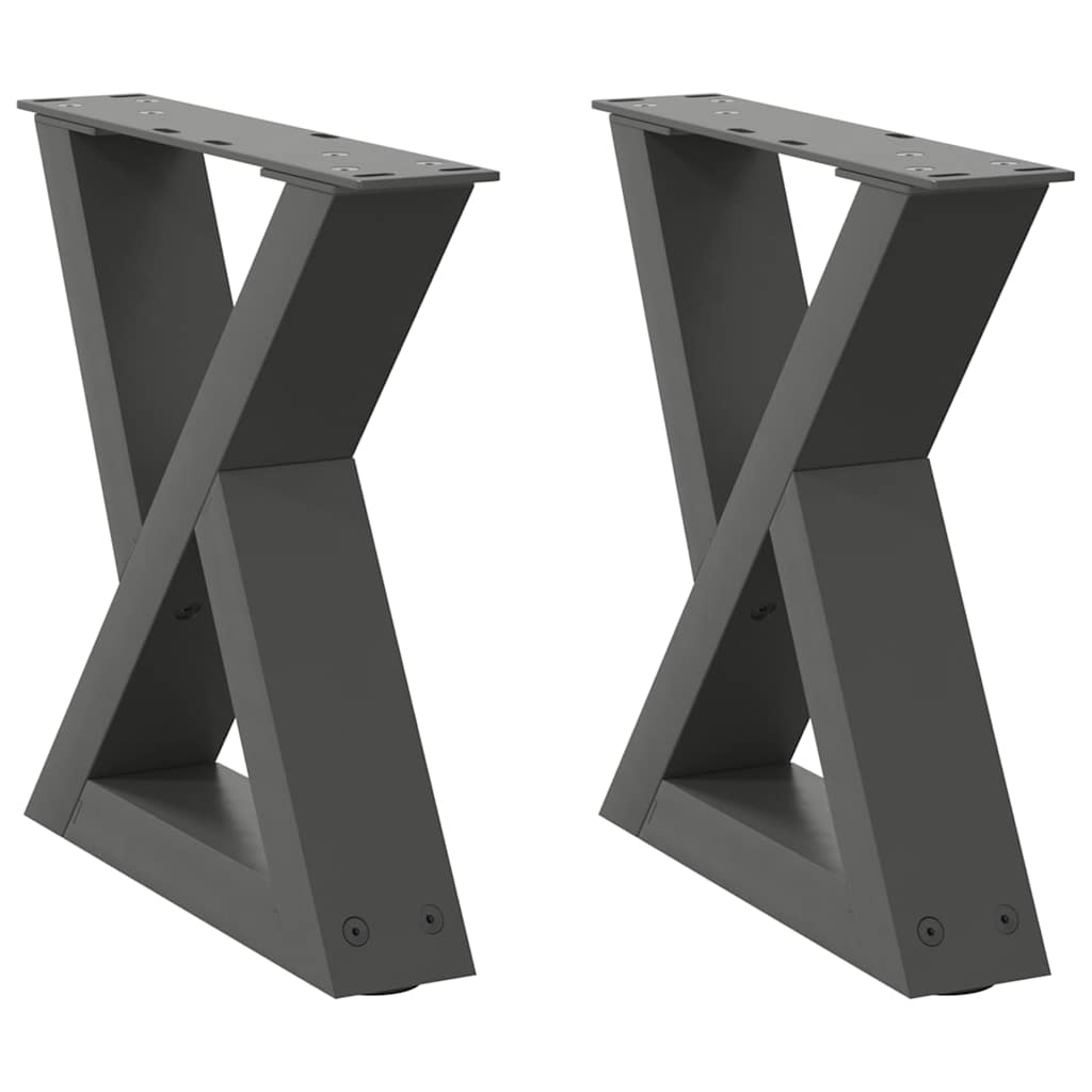 Pieds de table basse, 2 pièces, anthracite, 30 x (30-31,3) cm, acier
