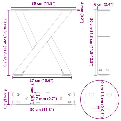 Couchtischbeine 2 Stk. Anthrazit 30x(30-31,3) cm Stahl