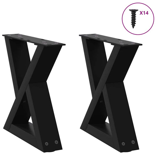 Pieds de table basse (2 pièces) en acier noir, 40 x 30-31,3 cm