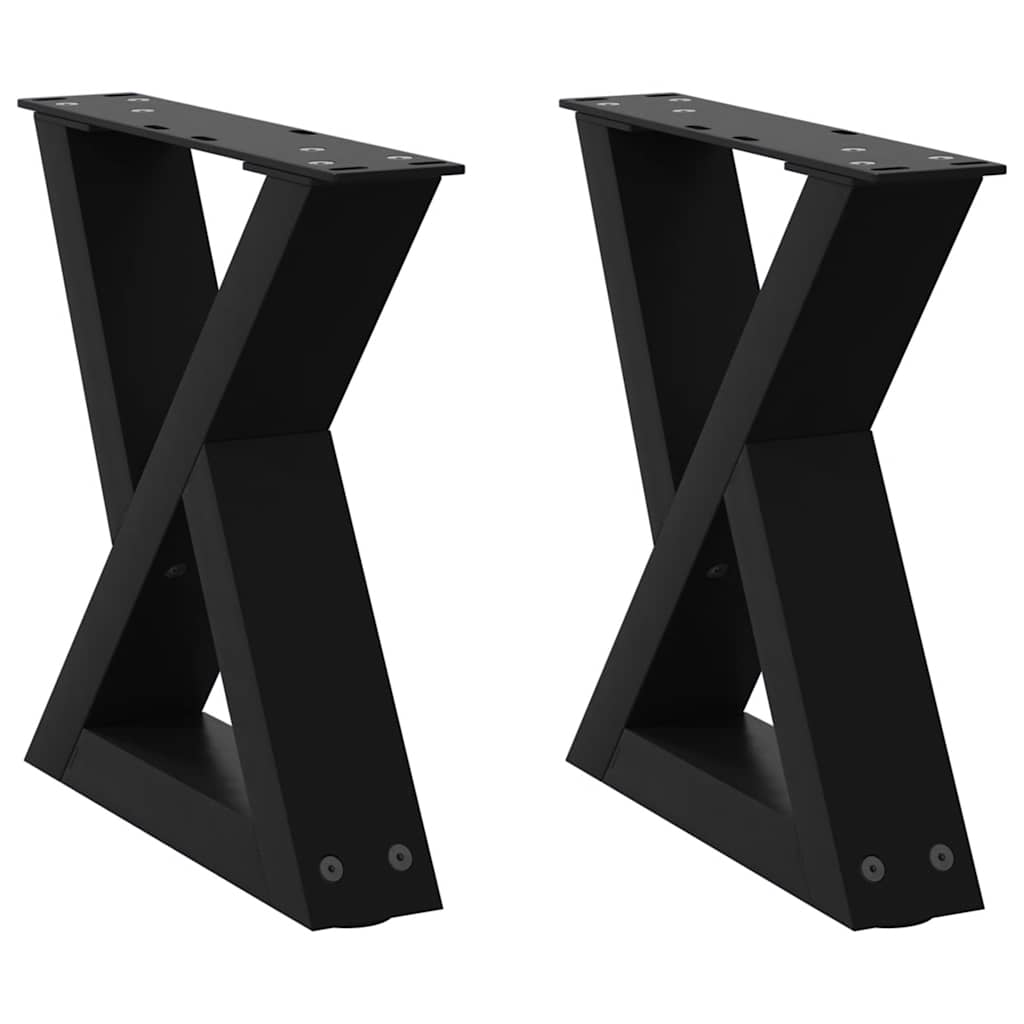 Pieds de table basse (2 pièces) en acier noir, 40 x 30-31,3 cm