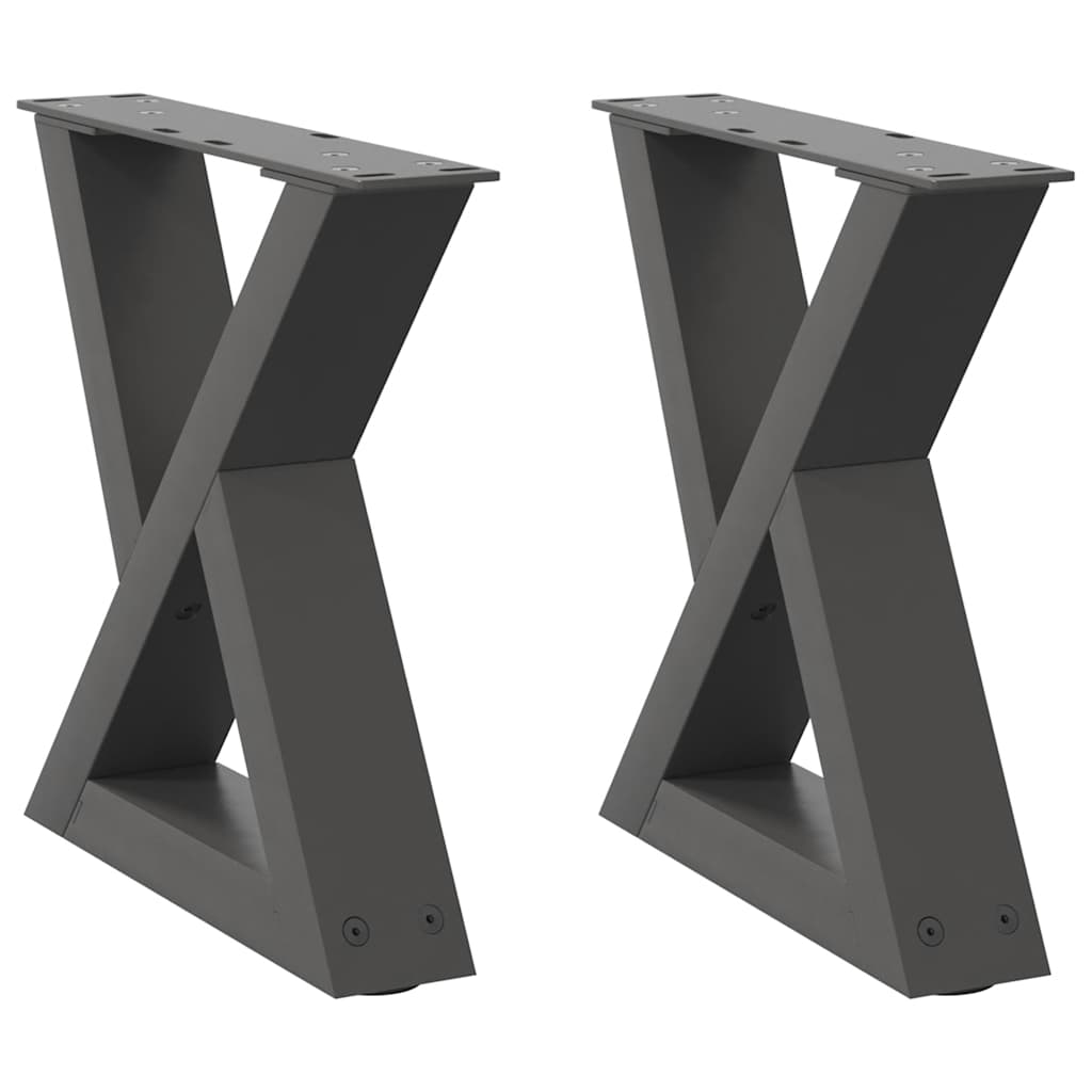 Pieds de table basse, 2 pièces, anthracite, 40 x 30-31,3 cm, acier
