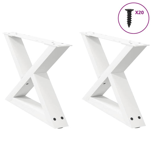 Pieds de table basse (2 pièces) en acier blanc, 50 x 30-31,3 cm