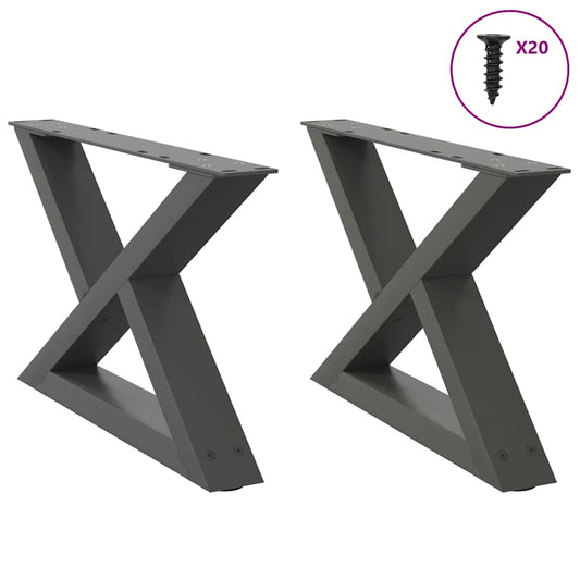 Pieds de table basse, 2 pièces, anthracite, 50 x 30-31,3 cm, acier