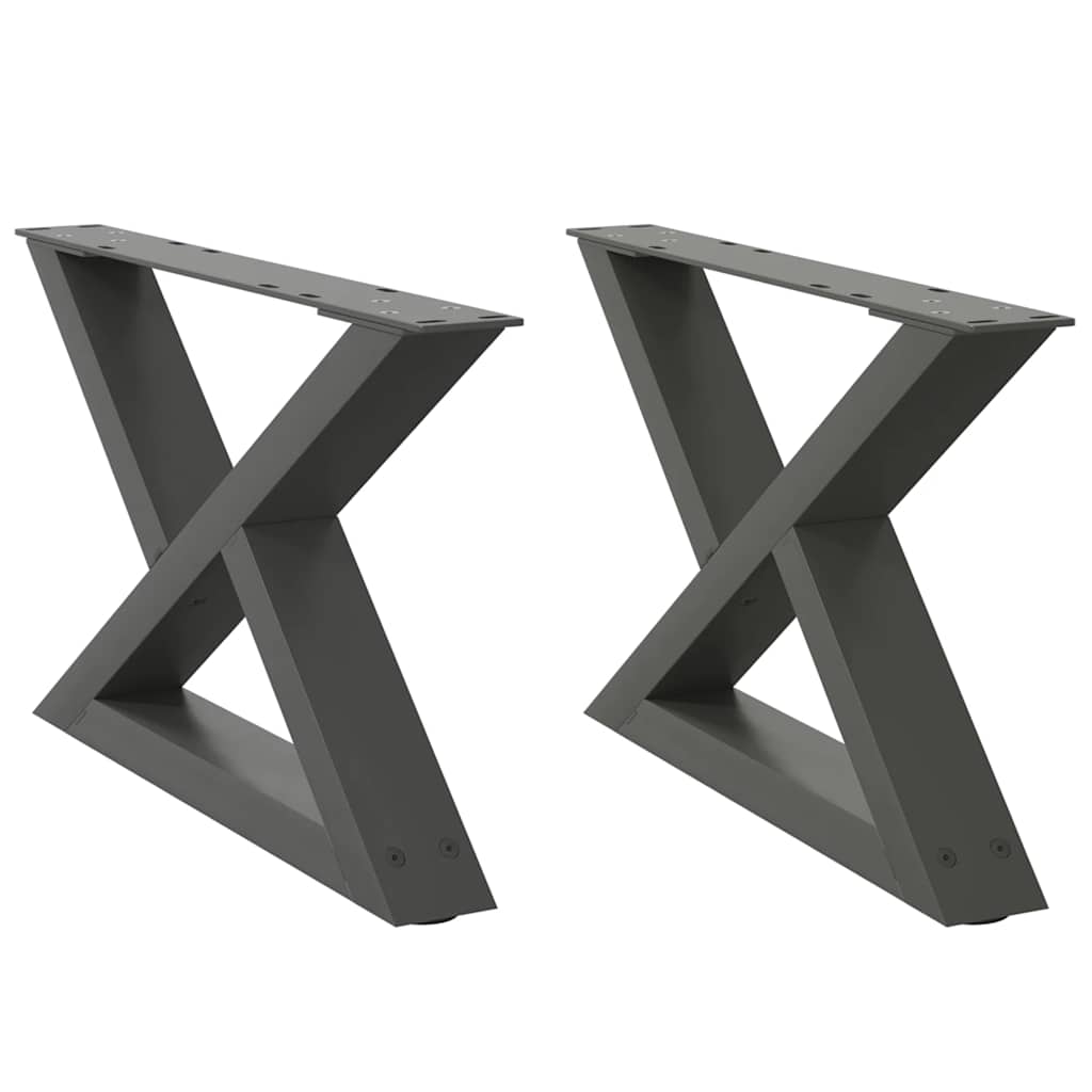 Pieds de table basse, 2 pièces, anthracite, 50 x 30-31,3 cm, acier