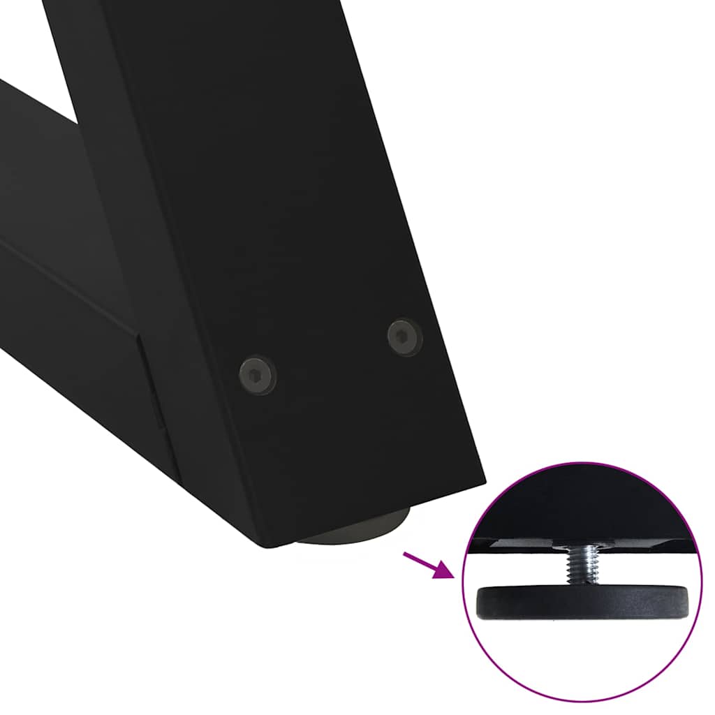 Pieds de table basse (2 pièces) en acier noir, 60 x 30-31,3 cm