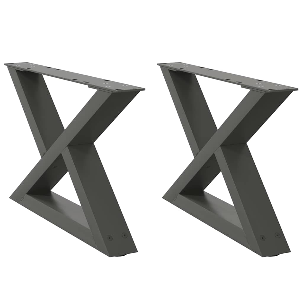 Pieds de table basse, 2 pièces, anthracite, 60 x 30-31,3 cm, acier