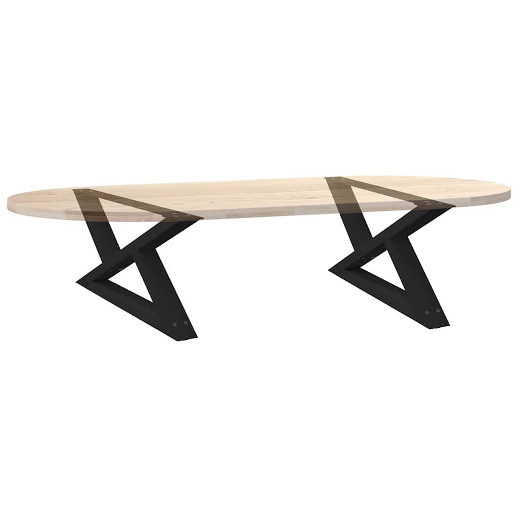Pieds de table basse (2 pièces) en acier noir, 70 x 30-31,3 cm