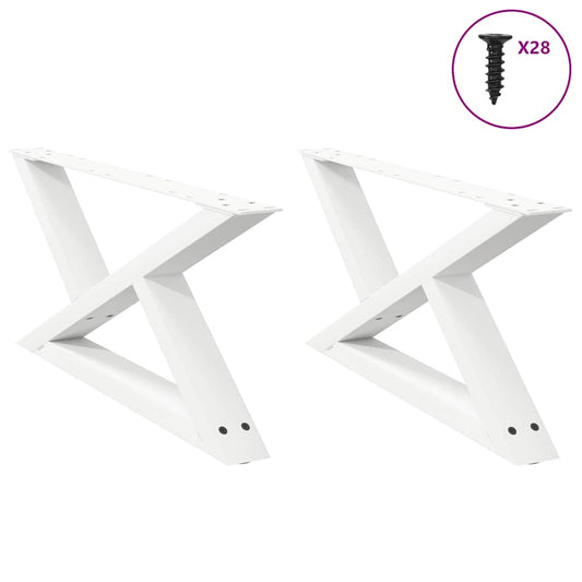 Pieds de table basse (2 pièces) en acier blanc, 70 x 30-31,3 cm