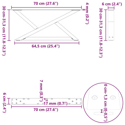 Couchtischbeine 2 Stk. Weiß 70x(30-31,3) cm Stahl