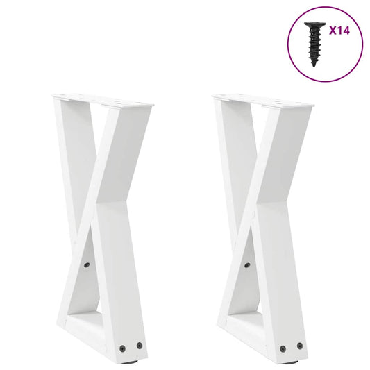 Pieds de table basse (2 pièces) en acier blanc, 28 x 42-43,3 cm