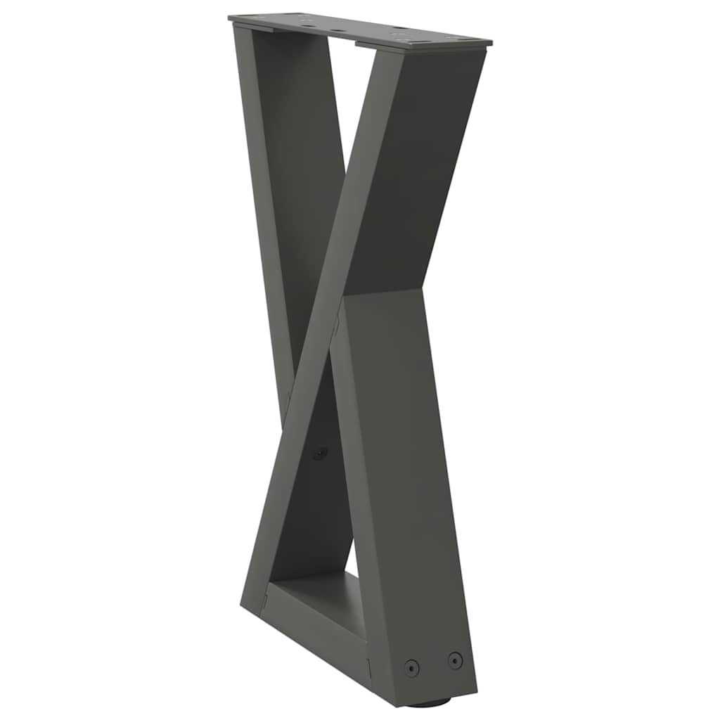 Pieds de table basse, 2 pièces, anthracite, 28 x 42-43,3 cm, acier