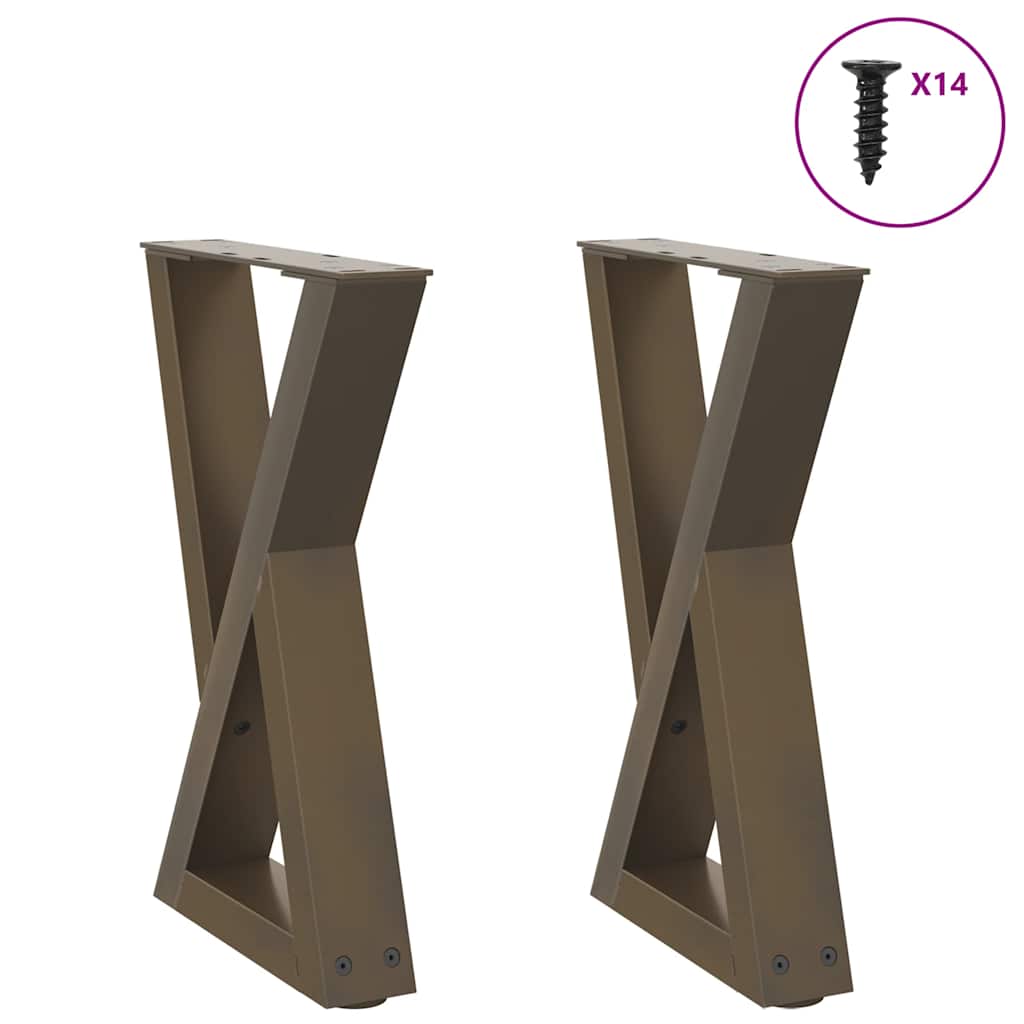 Pieds de table basse 2 pièces en acier naturel 28 x (42-43,3) cm