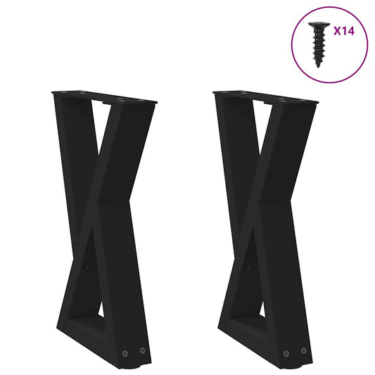 Pieds de table basse (2 pièces) en acier noir, 38 x 42-43,3 cm