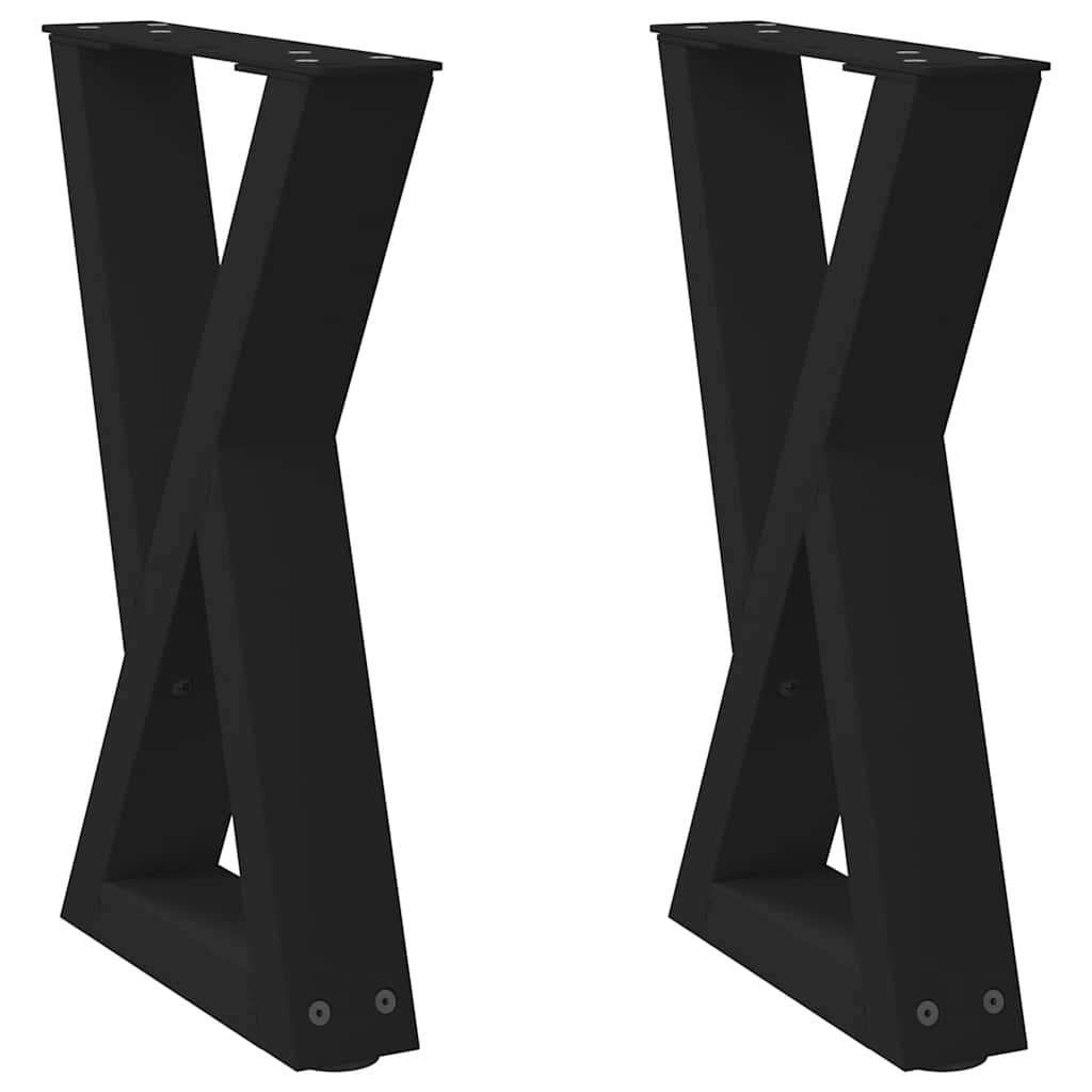 Pieds de table basse (2 pièces) en acier noir, 38 x 42-43,3 cm