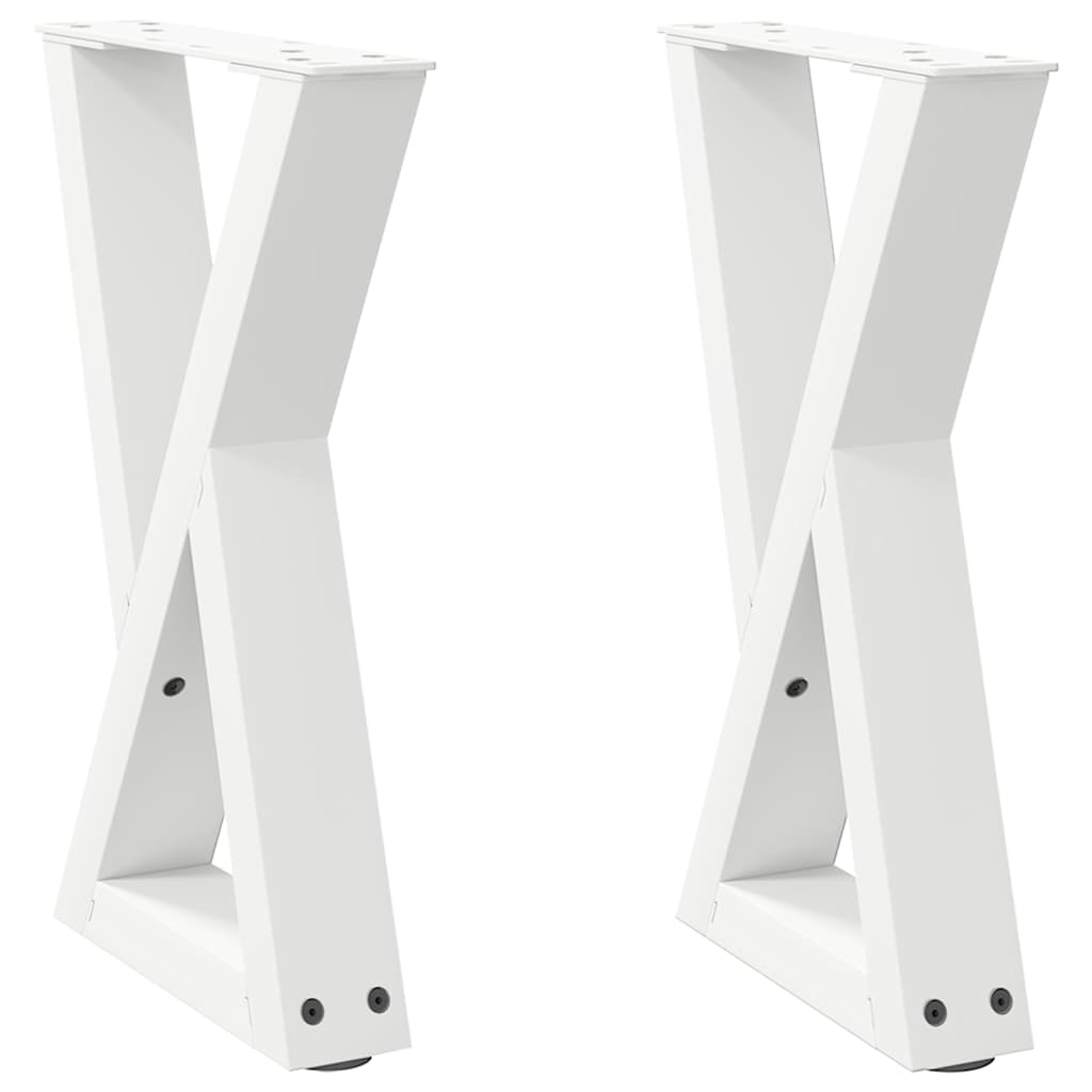 Pieds de table basse (2 pièces) en acier blanc, 38 x 42-43,3 cm