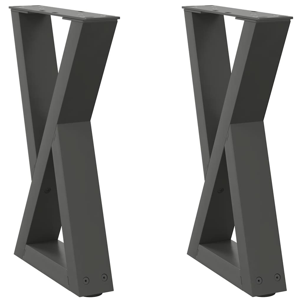 Pieds de table basse, 2 pièces, anthracite, 38 x 42-43,3 cm, acier