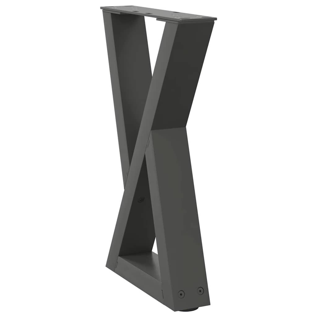 Pieds de table basse, 2 pièces, anthracite, 38 x 42-43,3 cm, acier