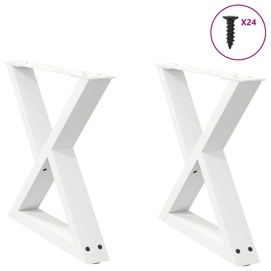 Pieds de table basse (2 pièces) en acier blanc, 50 x 42-43,3 cm