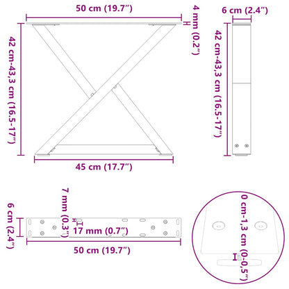 Couchtischbeine 2 Stk. Weiß 50x(42-43,3) cm Stahl