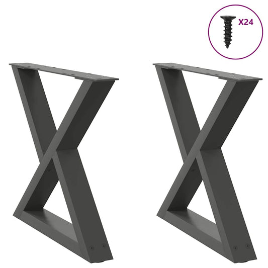 Pieds de table basse, 2 pièces, anthracite, 50 x 42-43,3 cm, acier