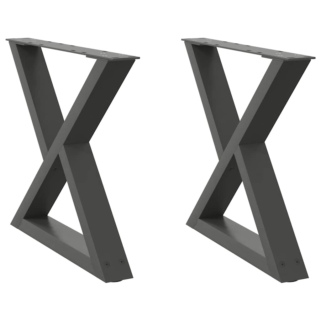 Pieds de table basse, 2 pièces, anthracite, 50 x 42-43,3 cm, acier