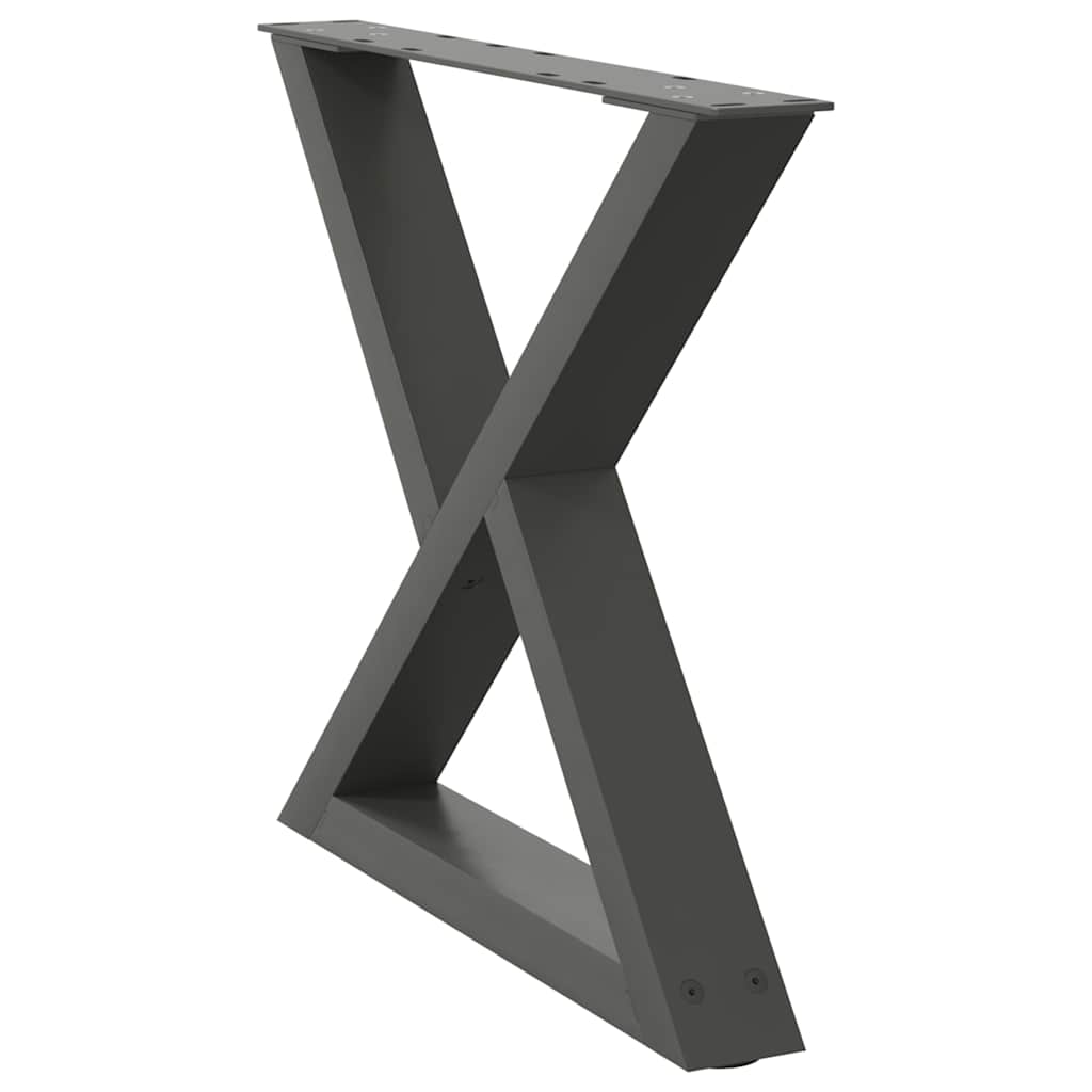 Pieds de table basse, 2 pièces, anthracite, 50 x 42-43,3 cm, acier